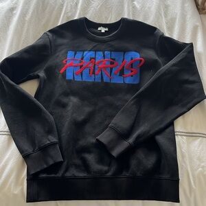 Kenzo Paris Black Crewneck Sweater with Ribbed Detailing. Small